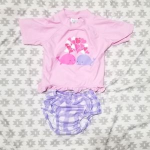 NWOT Kiko & Max- L - Pink and Purple Rash guard swimsuit two piece